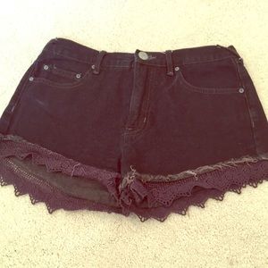 Free People Lace Denim Shorts